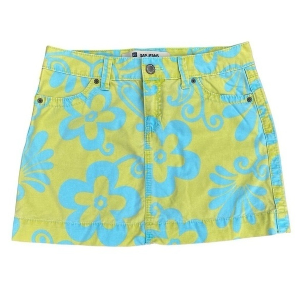 Gap Y2K Hawaiian Print Mini Skirt Size 6 Green